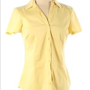 NY & Co Yellow Short Sleeve Button Shirt Sz S